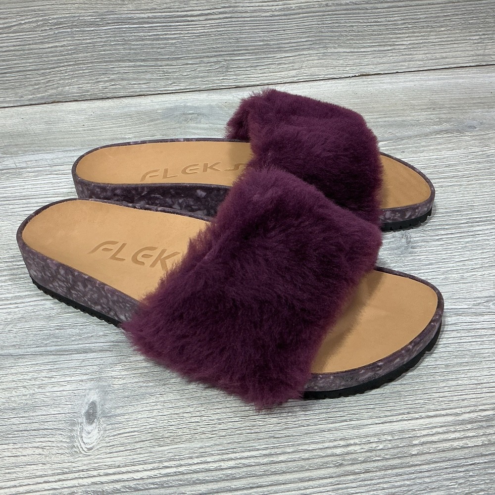 Fleks San Ysidro Women's Shearling Slide Jewel Toned Fig Sandals Women's 8-8.5